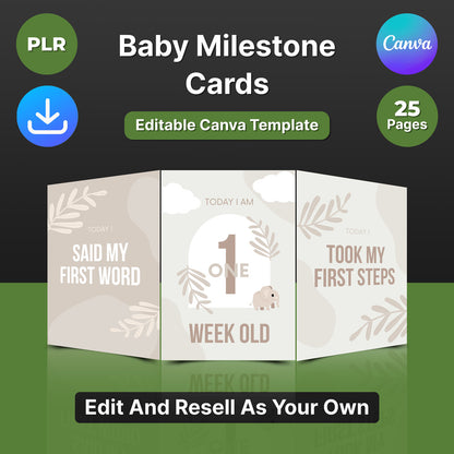 Baby Milestone Cards (Editable Canva Template)